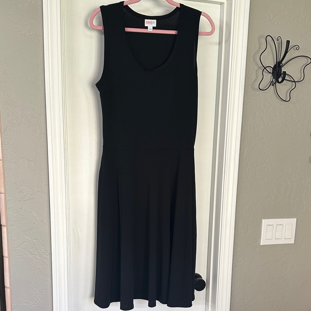 LuLaRoe Black Sleeveless Midi Scoop Neck Dress EUC
